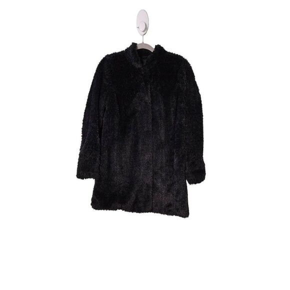 Kenneth Cole black fuzzy coat. Size M. - Picture 1 of 5